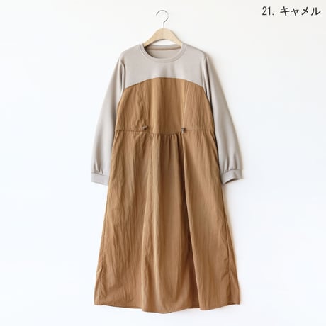 異素材ドッキングビスチェ切替ワンピース[61716367]natural mist
