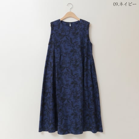 ボタニカルプリントAラインワンピース[61716219]natural mist
