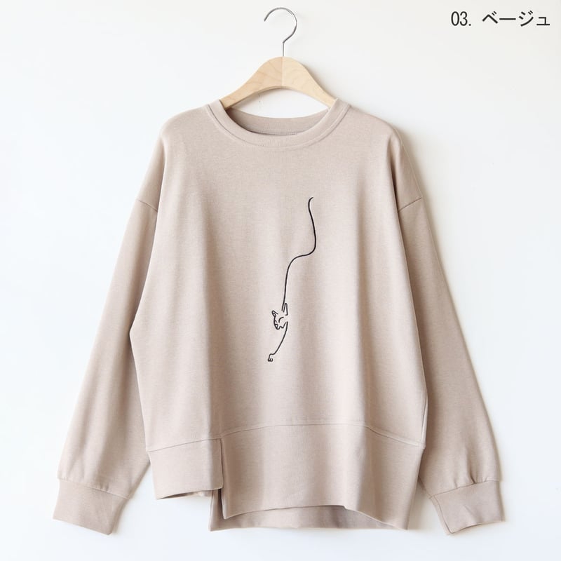 CAT刺繍アシンメトリーヘムプルオーバー[22031320]vivid | natural m