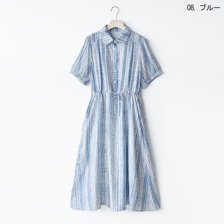 総柄デザインハーフスリーブワンピース[41416436]natural mist