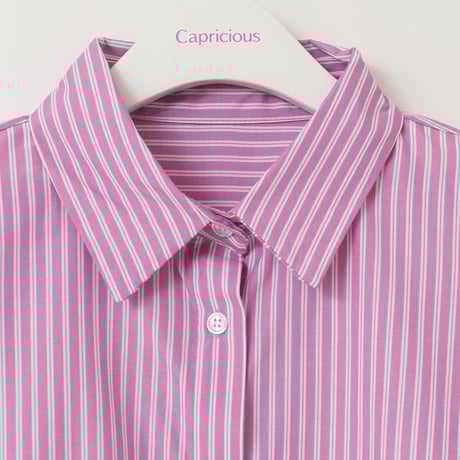 ボタンデザインスリーブストライプブラウス[62723232]capricious