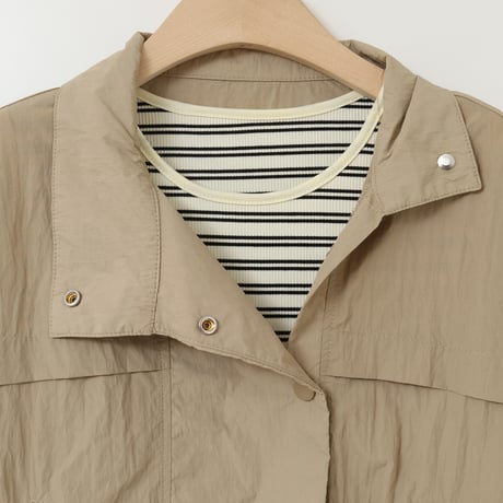 【洗える/セットアイテム】ショート丈ブラウス×ボーダー切り替えワンピース[61216190]natural mist