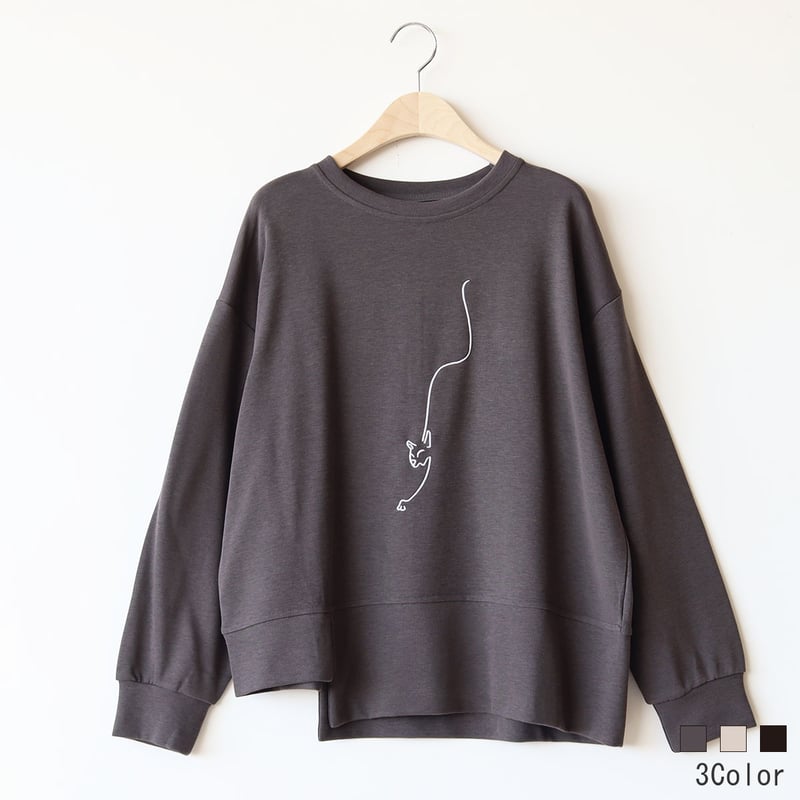 CAT刺繍アシンメトリーヘムプルオーバー[22031320]vivid | natural m