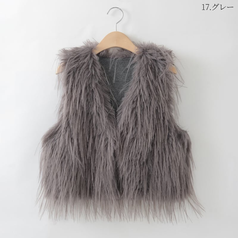 シャギーフェイクファーベスト [91112443]natural mist | natura
