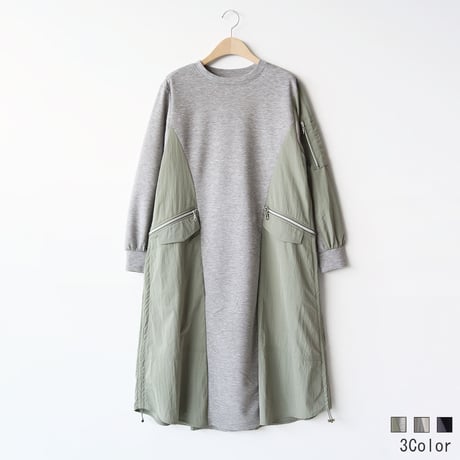 異素材ドッキングジャージーワンピース[61716366]natural mist