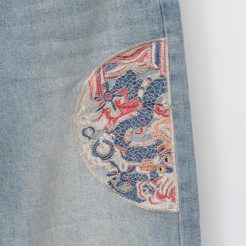 モチーフ刺繍アクセントデニムパンツ[22037060]vivid | natural mist