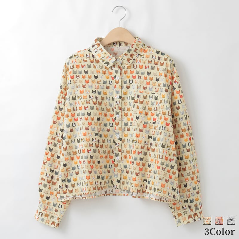 アソート総柄フェイスプリントシャツ [22033233]vivid | natural mi