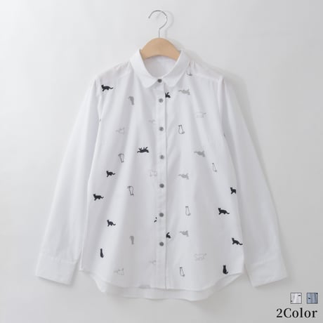 【洗える】キャット刺繍デザインシャツ

[71213728]natural mist
