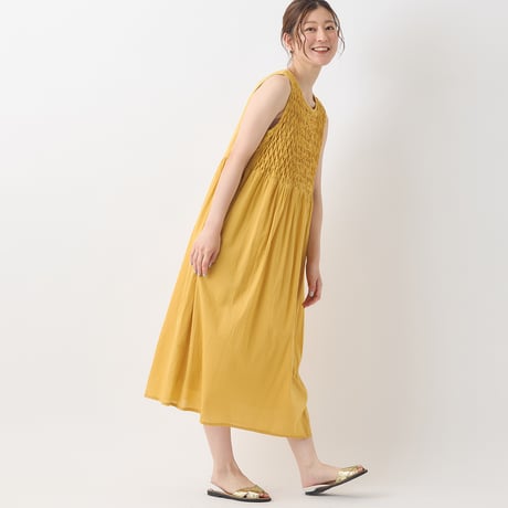 立体タックノースリーブワンピース[61716250]natural mist