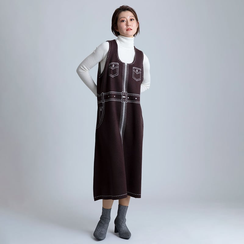 フェイクアートニットワンピース[22036130]vivid | natural mist C