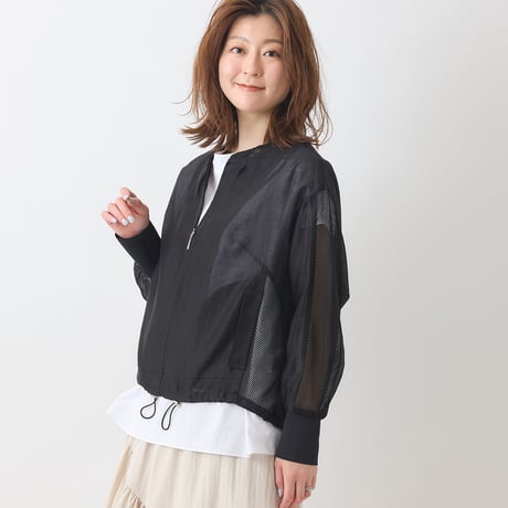 【洗える】メッシュ切り替えシアーブルゾン[41714287]natural mist