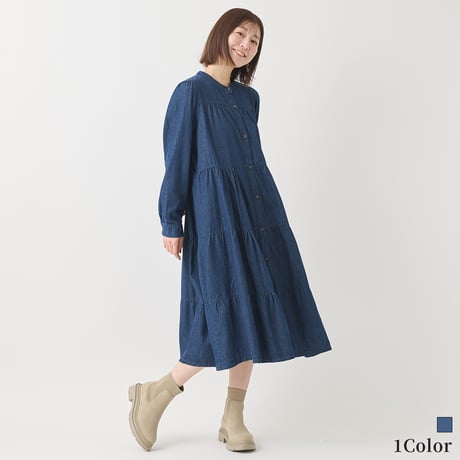 ティアードデニムシャツワンピース[41416129]natural mist