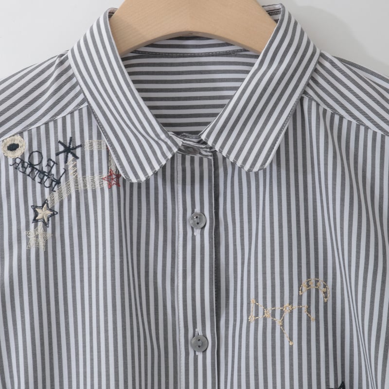 洗える】ギャラクシー刺繍デザインシャツ[71213729]natural mist | na