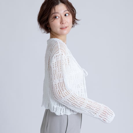 透かし編みニットカーディガン[15842101]オンライン限定