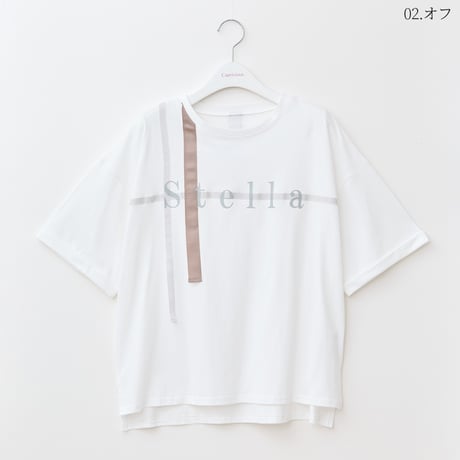グログランリボンアクセントロゴTシャツ[41921166]capricious