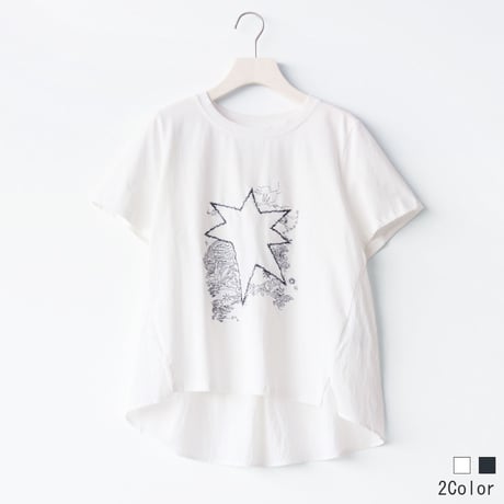 異素材切替えミシン刺繍カットソー[41411595]naturalmist