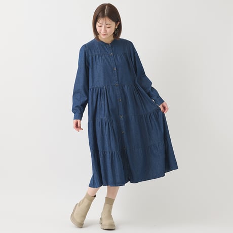 ティアードデニムシャツワンピース[41416129]natural mist