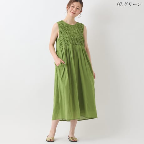 立体タックノースリーブワンピース[61716250]natural mist