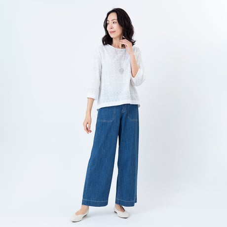 スカラップ刺繍コットンブラウス[41413665_05]natural mist