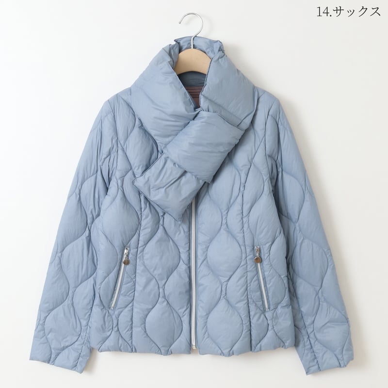 マフラー付きパファーノーカラージャケット[61714180]natural mist | na