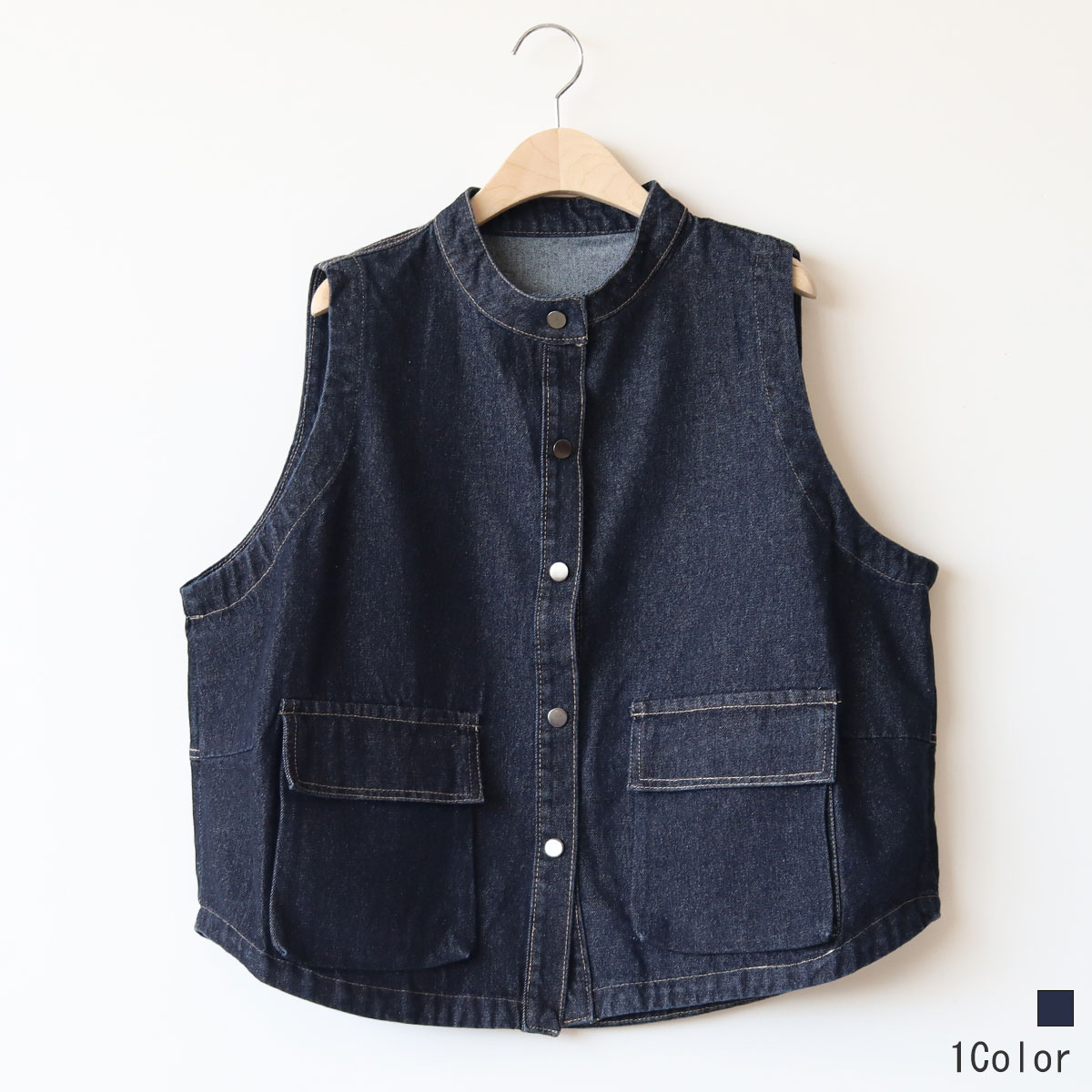 バンドカラーデニムベスト[22034335]vivid | natural mist Class