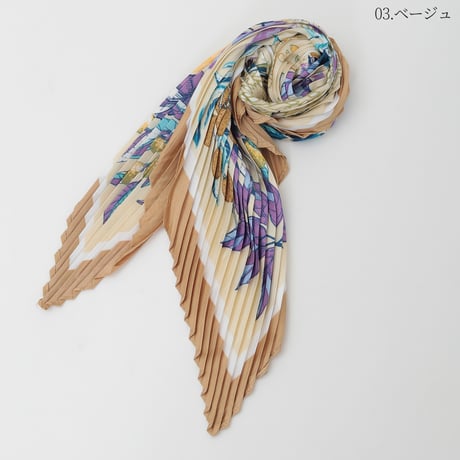 ボタニカルモチーフプリーツスカーフ  [61318213]natural mist