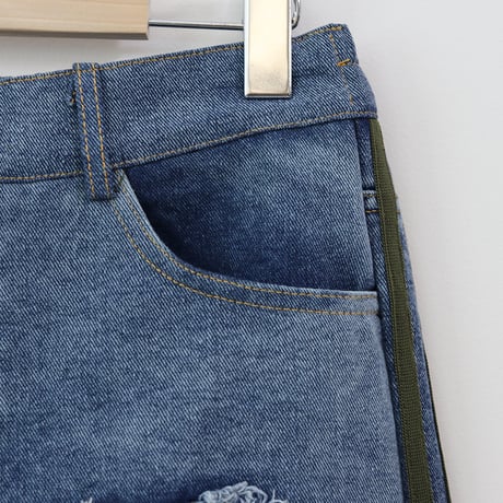 【A】【セット割り】ナイロンタフタ切替えデニムパンツ[22037050]vivid