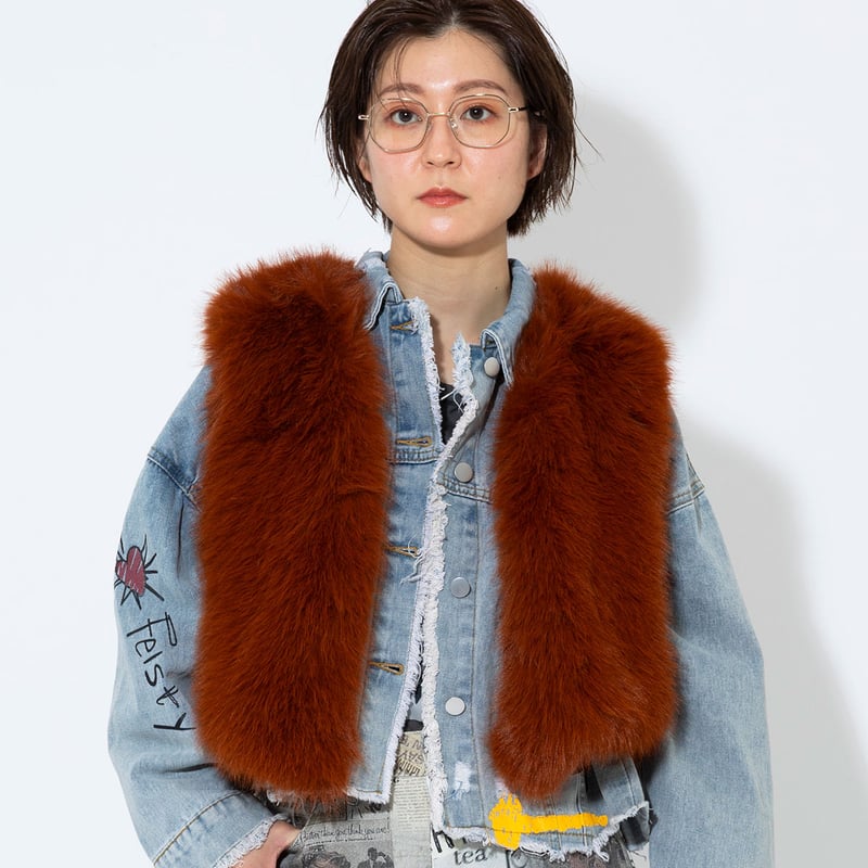 フェイクファーベスト[22034305]Vivid | natural mist Class