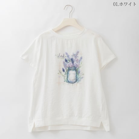 ボトルフラワープリント刺繍デザインTシャツ

[22011542]natural mist