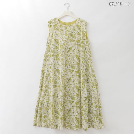 【リバーシブル】ボタニカル柄ノースリーブワンピース[41716393]natural mist
