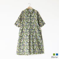 ボタニカルパターンプルオーバーシャツワンピース[91916243]natural mist