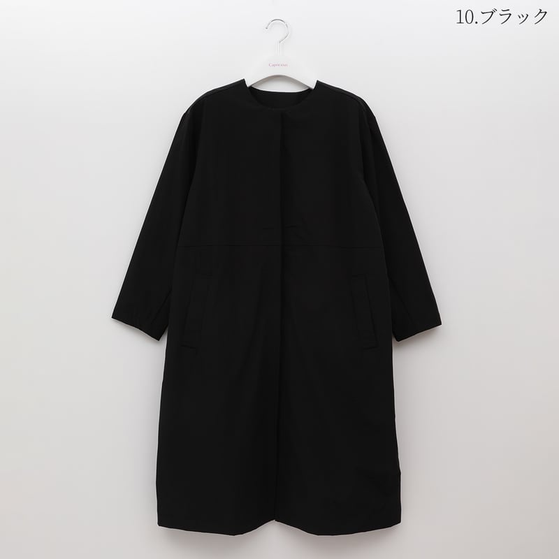 ノーカラーナイロンストレッチコート[70224158]capricious | natural
