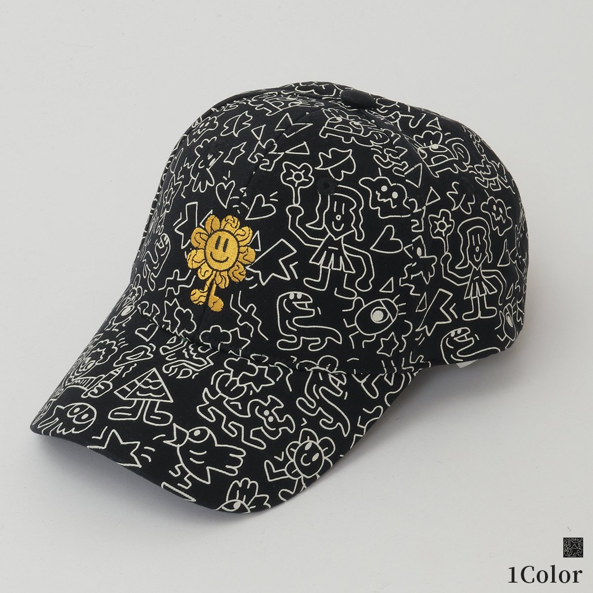 フラワー刺繍ポップアート柄キャップ[22038281]vivid | natural mist