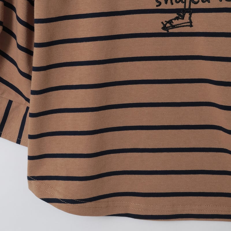 モチーフ刺繍ボーダーカットソー[30111369]natural mist | natural