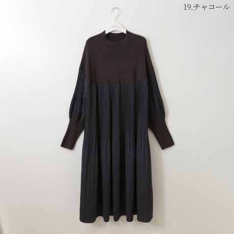 異素材ドッキングプリーツワンピース[62726134]capricious