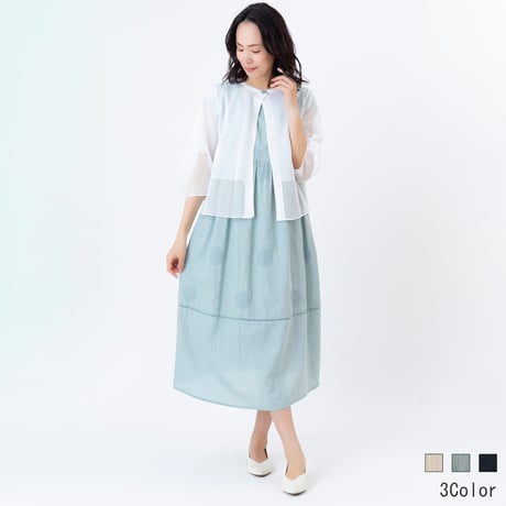 サークル刺繍デザインワンピース[61716375]natural mist