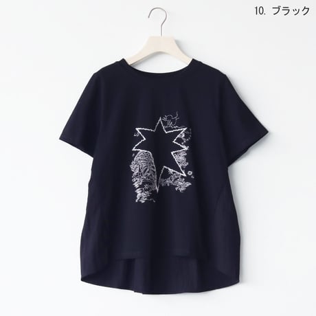 異素材切替えミシン刺繍カットソー[41411595]naturalmist