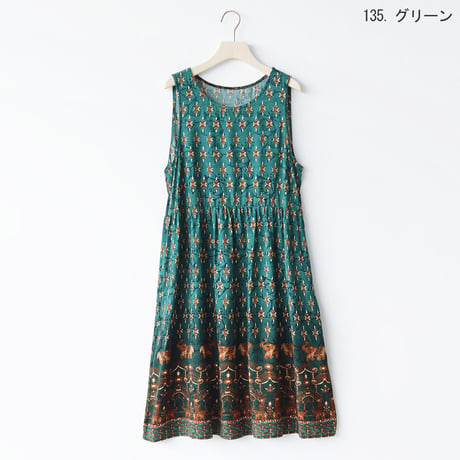 【特価品】エスニックパターンギャザーワンピース[66204371]naturalmist