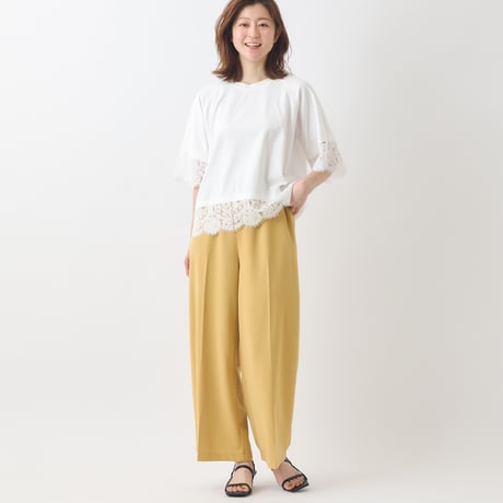 スカラップレースドッキングカットソー[41411256]natural mist