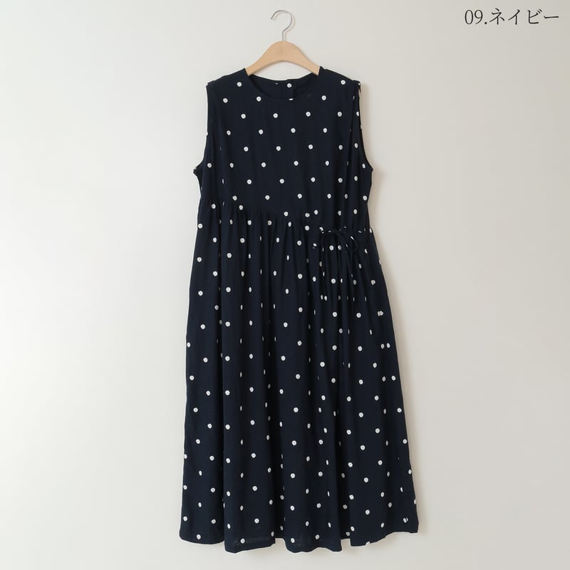 ドット刺繍ウエストギャザーワンピース [41416255]natural mist