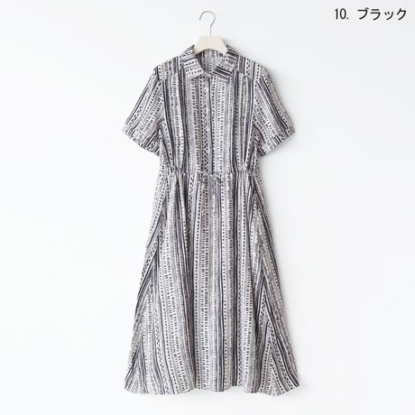 総柄デザインハーフスリーブワンピース[41416436]natural mist