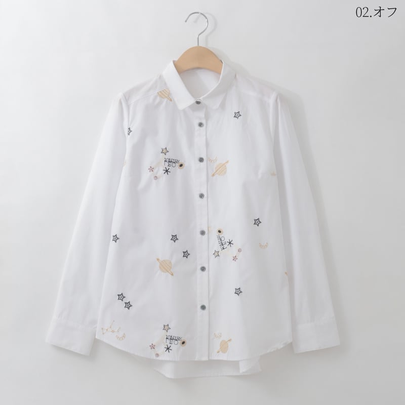 洗える】ギャラクシー刺繍デザインシャツ[71213729]natural mist | na