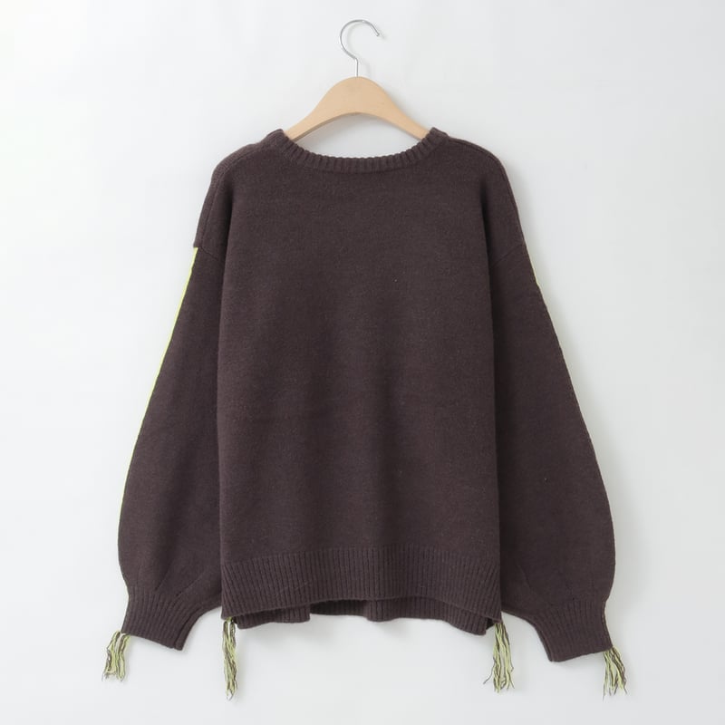 ドゥロワー麻ニットフリーF フリンジアクセントデザインニットプルオーバー[99942078