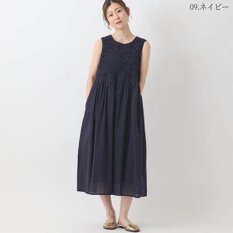 立体タックノースリーブワンピース[61716250]natural mist