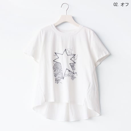 異素材切替えミシン刺繍カットソー[41411595]naturalmist