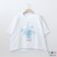 水彩風プリントビッグTシャツ[41411072]natural mist