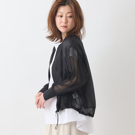 【洗える】メッシュ切り替えシアーブルゾン[41714287]natural mist