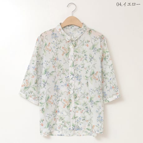 【洗える】フラワー柄コットンシャツ[41713425]natural mist