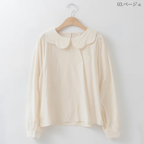 スカラップカラーコットンブラウス[14943028]オンライン限定