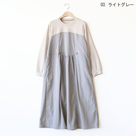 異素材ドッキングビスチェ切替ワンピース[61716367]natural mist